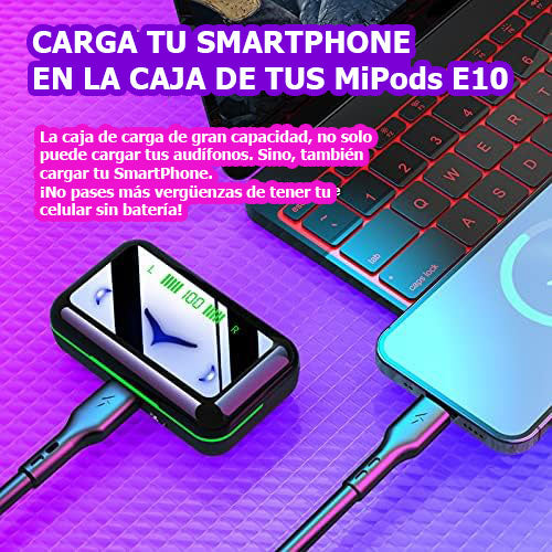 🔊 E10 Audífonos Bluetooth – Potencia, Comodidad y Libertad 🎧