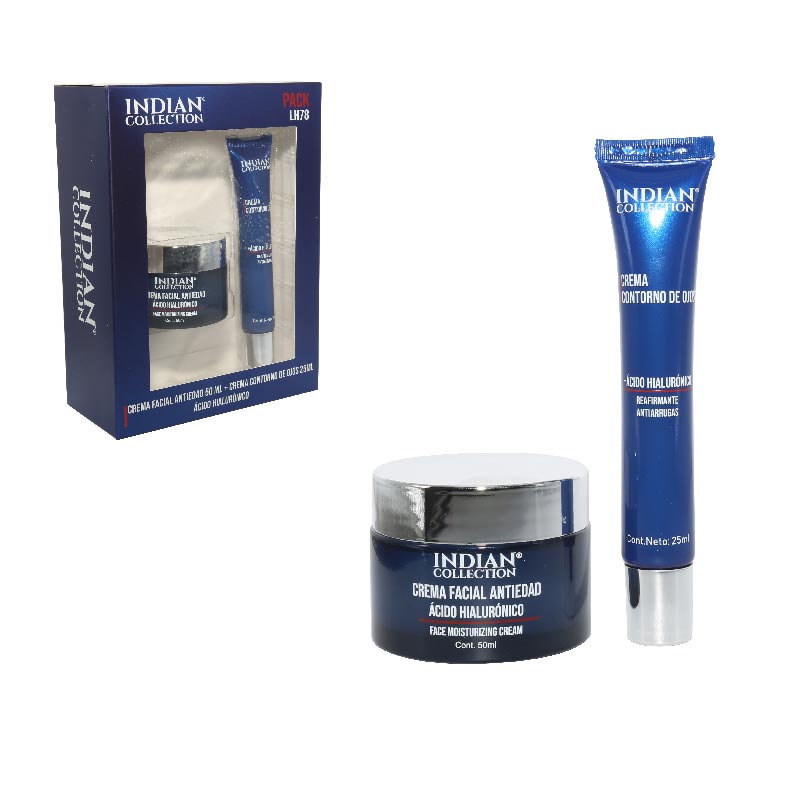 💧 Pack Anti-Edad para Hombre – Indian Collection: Crema Facial 50 ml + Contorno de Ojos 25 ml con Ácido Hialurónico